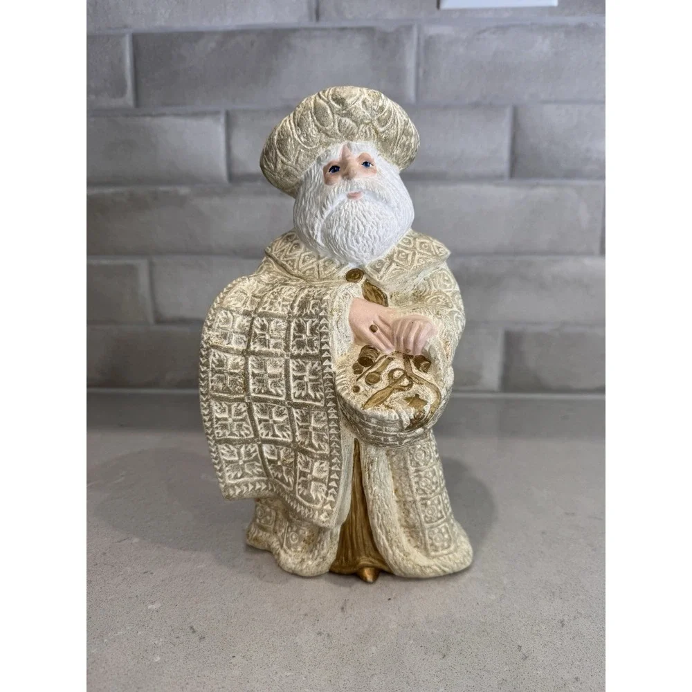 Vtg Hand-Painted Ceramic Father Christmas Ukrainian Old World Santa Figure 1999